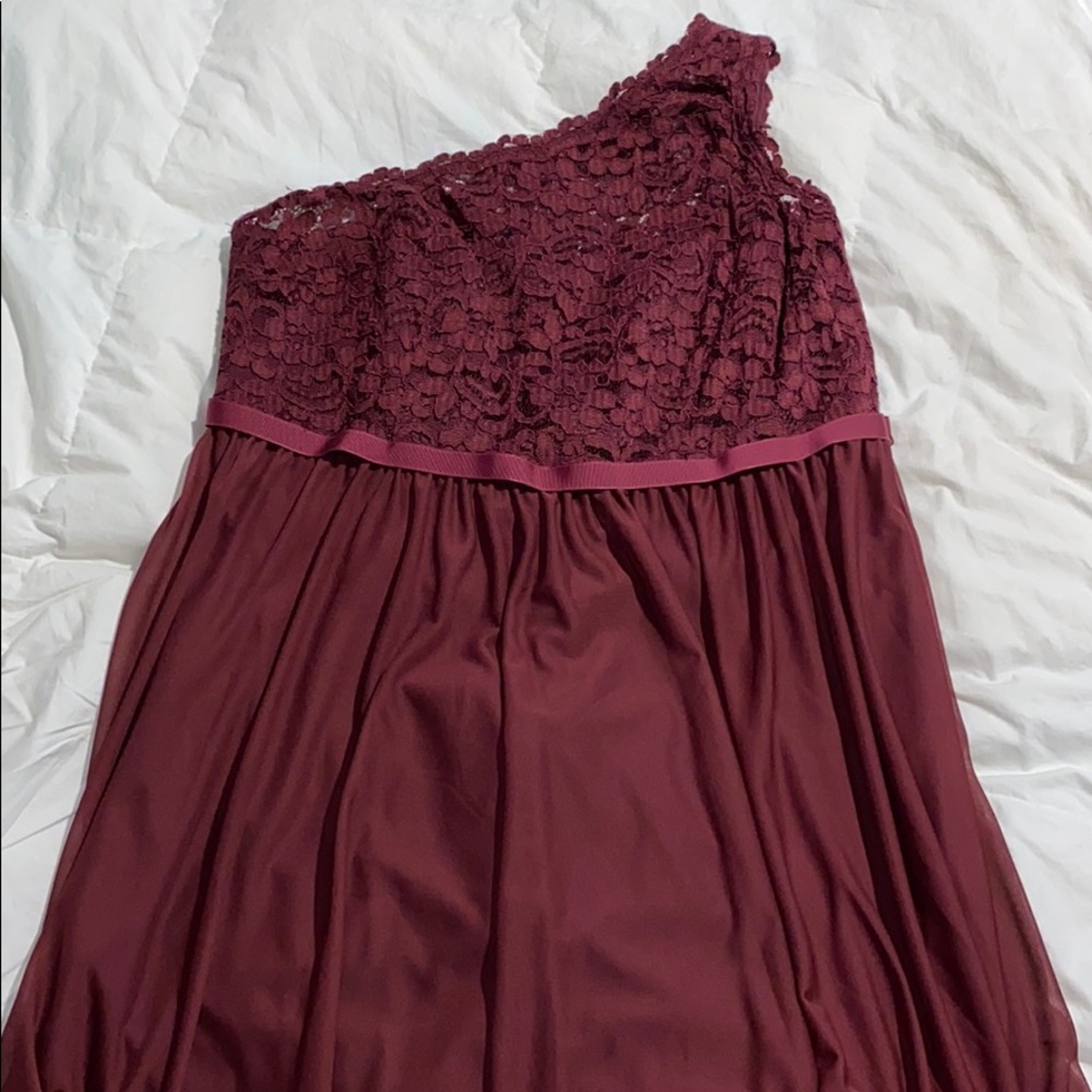 Short One Shoulder Lace Bridesmaid Dress